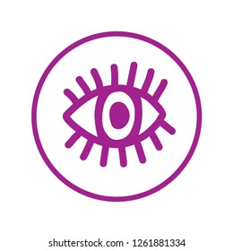 Eye logotype hand drawn illustration violet and white