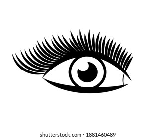 Ojos y pestañas largas sobre un fondo blanco. Caricatura. Ilustración vectorial.