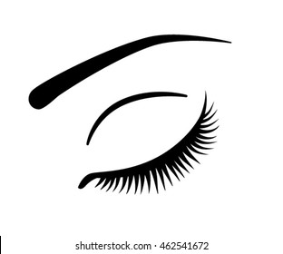 Eye With Long Eyelashes Vector Icon Design On White Background