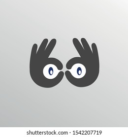 eye looking through hands symbol