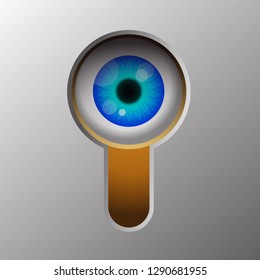 Eye Looking through a keyhole vector illustration.