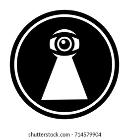 Eye looking through keyhole vector illustration.