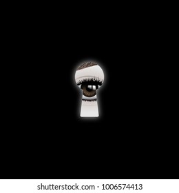 The eye looks into the keyhole. Realistic vector illustration.