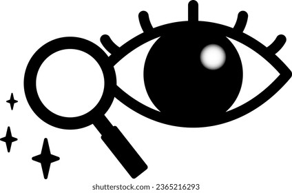 Icono de vector aislado de ojos y lupa