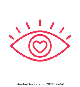 Eye Love Icon. Hearth, vision, look. Valentines Day.