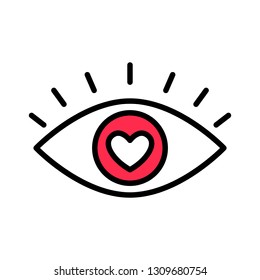 Eye Love Icon. Hearth, vision, look. Valentines Day.