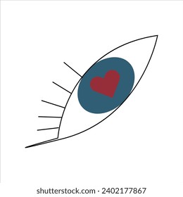 Eye Love Icon. Hearth, vision, look Valentines Day vector
