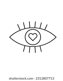 Auge mit Liebe Symbol, Vektorsymbol der besten Linie.