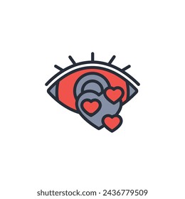Eye Love icon. vector.Editable stroke.linear style sign for use web design,logo.Symbol illustration.