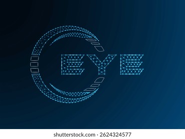 Diseño de Vector de logotipo de letra de poliéster baja EYE. Diseño de logotipo de poliéster inferior EYE. Logotipo de poliéster bajo.