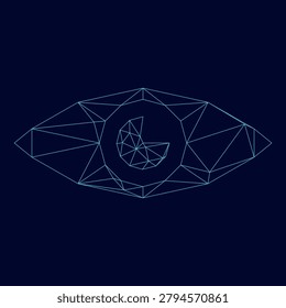 Eye low poly triangulation triangulated polygonal electric cyan blue vibrant aqua neon color vector illustration image outline contour line style