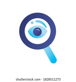 Eye In Lupe Gradient Style Icon Design, Search Tool And Magnifying Glass Theme Vector Illustration