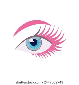 Un ojo de lujuria. Cosas de belleza de la señora para las niñas, ilustración de un fondo blanco. Pinkcore.