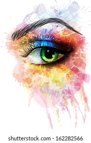 Eye made of colorful splashes