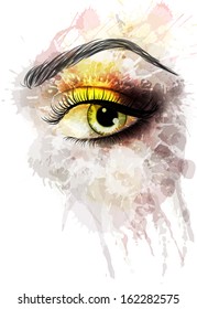 Eye made of colorful splashes