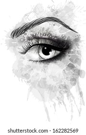 Eye made of watercolor splashes
