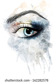 Eye made of watercolor splashes