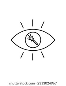 eye with magic wand icon, vector best line icon.