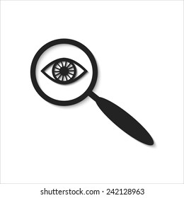 eye in magnification - black vector icon.