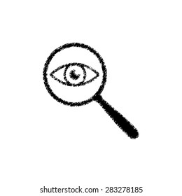 eye in magnification  - black vector icon