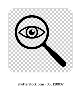 eye in magnification  - black vector icon