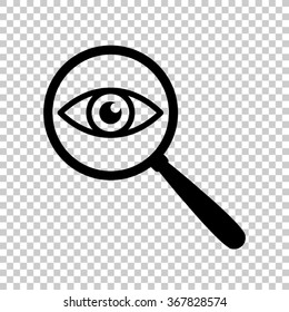 eye in magnification  - black vector icon