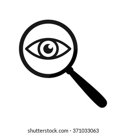 eye in magnification  - black vector icon