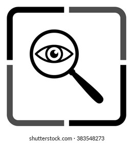 eye in magnification  - black vector icon