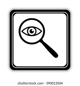 eye in magnification  - black vector icon