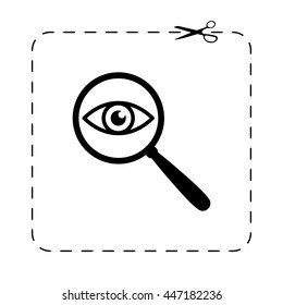 eye in magnification  - black vector icon