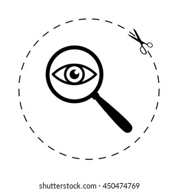 eye in magnification  - black vector icon