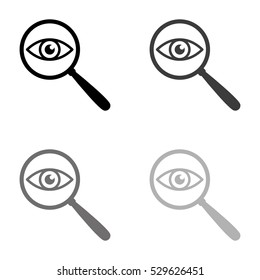 eye in magnification  - black vector icon