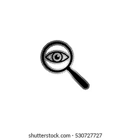 eye in magnification  - black vector icon