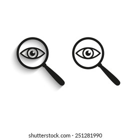 eye in magnification - black vector icons