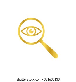 eye in magnification - gold vector icon
