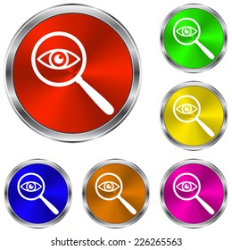 eye in magnification icon - vector glossy colourful buttons