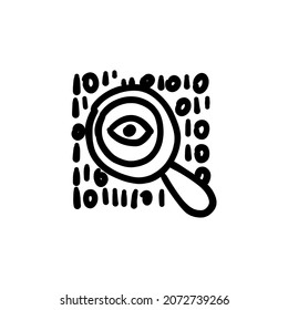eye magnification icon in vector. Logotype - Doodle