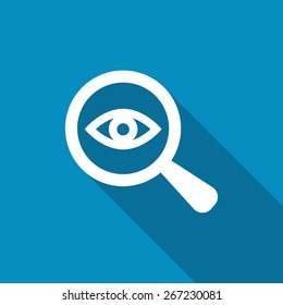 Eye in magnification - vector icon.