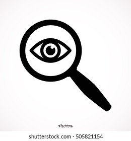 eye in magnification - vector icon