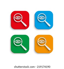 eye in magnification - vector icon with shadow