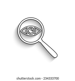 eye in magnification - vector icon with shadow