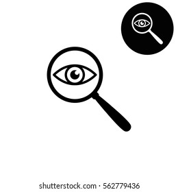 eye in magnification  - white vector icon
