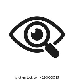 Eye magnifier icon, isolated on white background. Search pictogram.