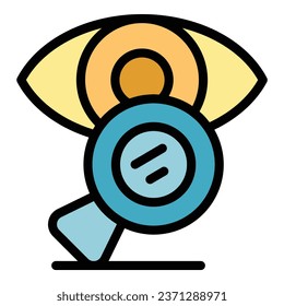 Eye magnifier icon outline vector. Lens test. Oculist drop color flat