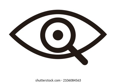 Eye and magnifying glass icon. Vector.
