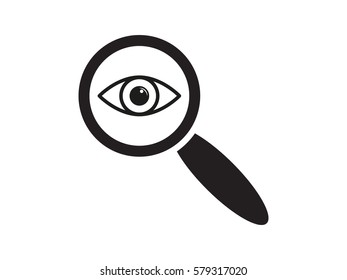 eye, magnifying glass, icon, vector illustration eps10