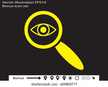 eye, magnifying glass, icon, vector illustration eps10
