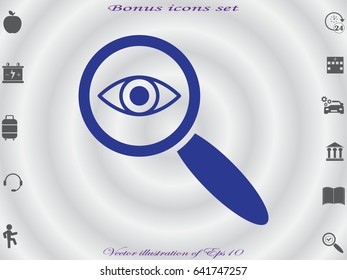 eye, magnifying glass, icon, vector illustration eps10