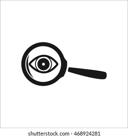 Eye in magnifying glass symbol sign simple icon on background