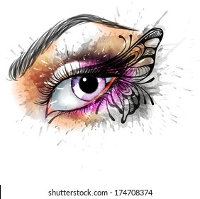 Eye make up with butterfly